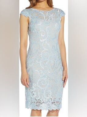Adrianna Papell Embroidered Lace Sheath Dress